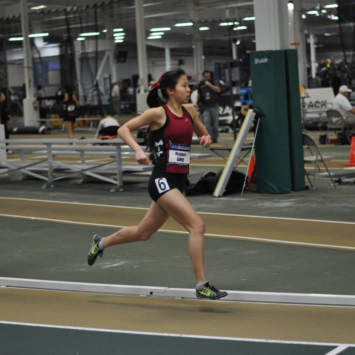 Maryann racing for MIT at the NCAA indoor track championships